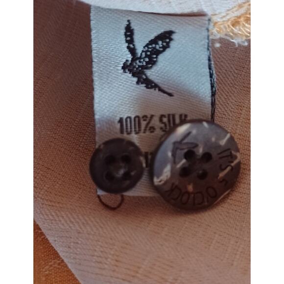 VTG 100% Silk Button Up Shirt Yellow Floral Palm Tree Embossed Pattern Men's XXL - Picture 6 of 7